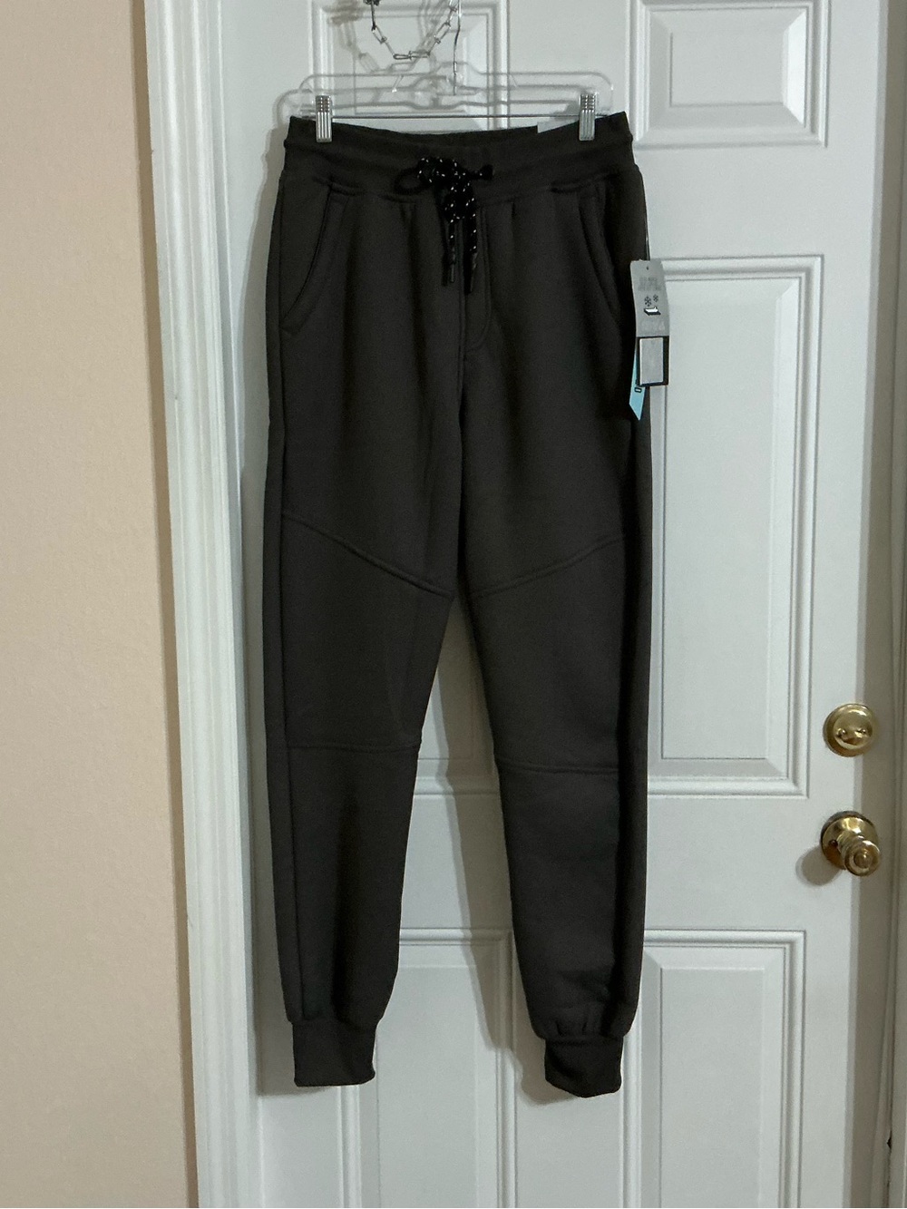 Men's Charcoal Gray Fleece Sweatpants Sherpa Lined Pants Size M